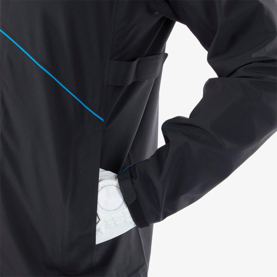 Apollo  is a Waterproof golf jacket for Men in the color Black/Blue(4)