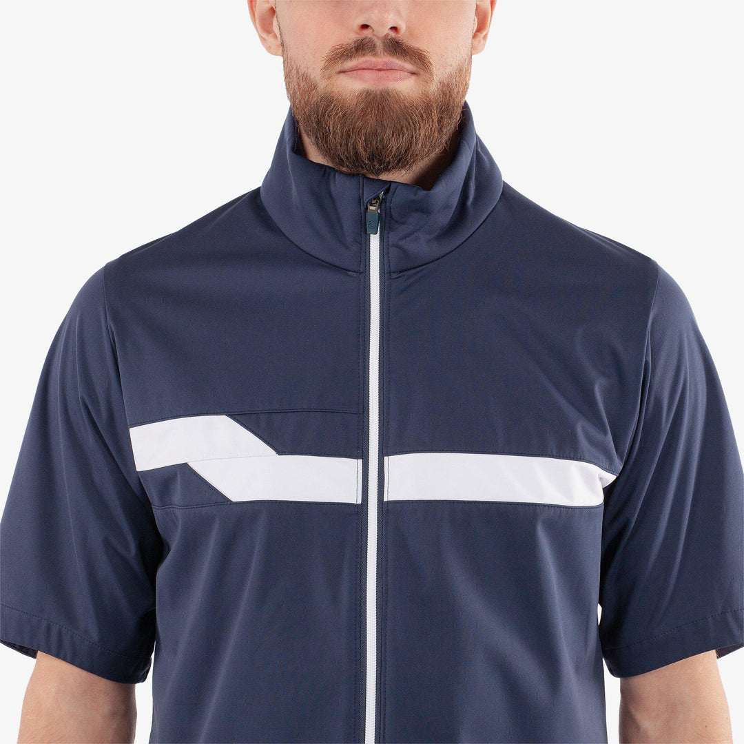 Lex is a Windproof and water repellent golf jacket for Men in the color Navy/White(3)