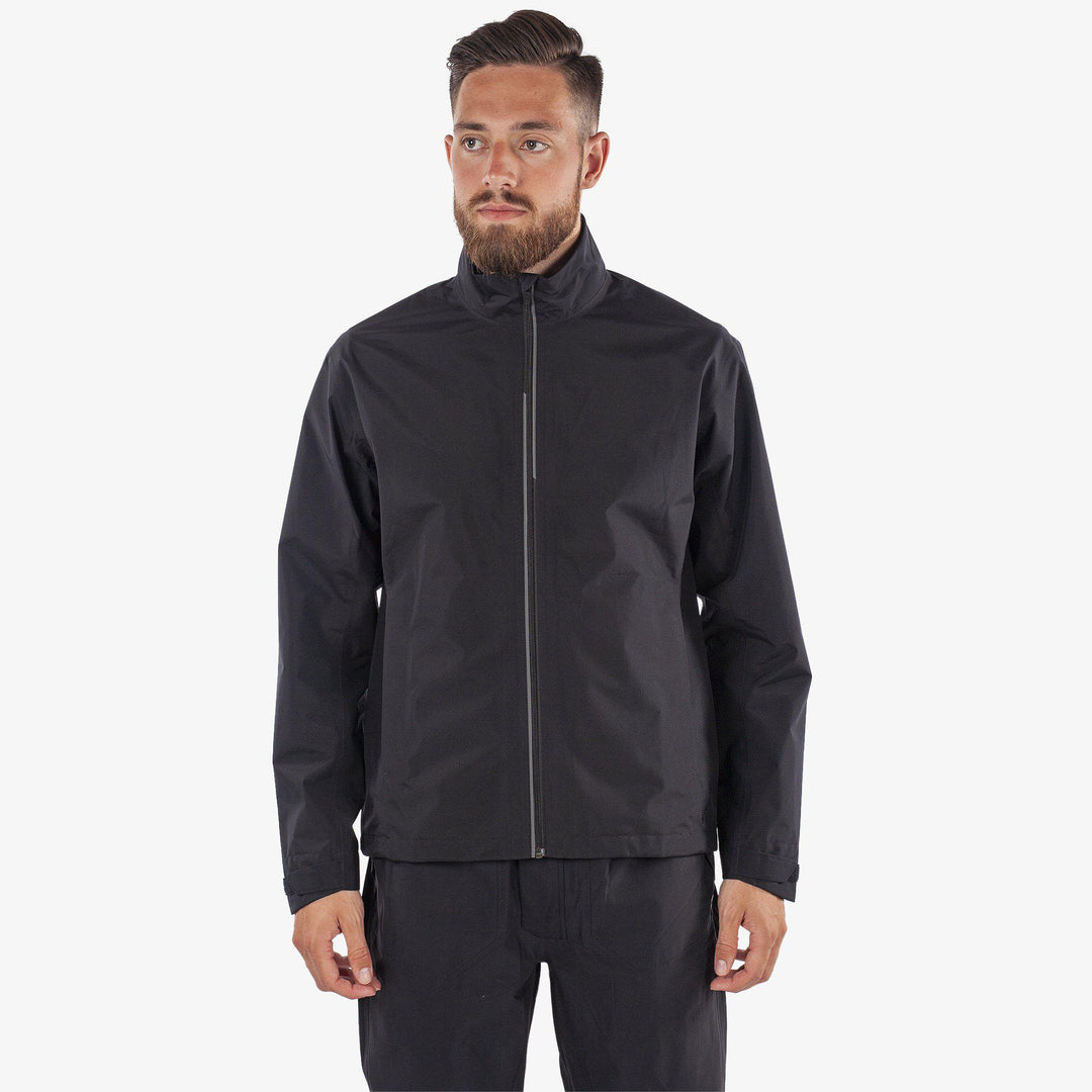 Arvin is a Waterproof golf jacket for Men in the color Black/Sharkskin(1)