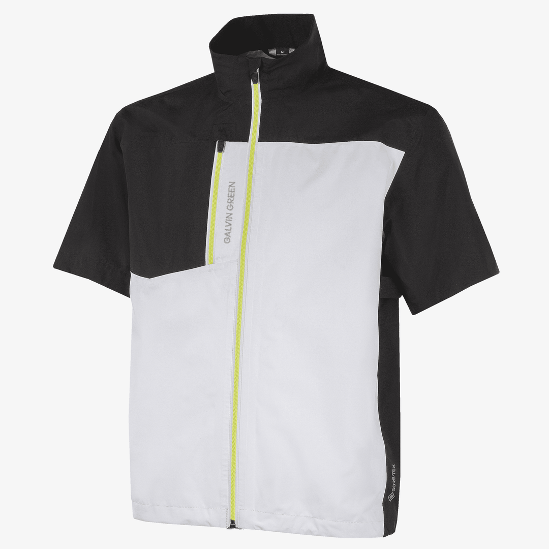 Axl is a Waterproof short sleeve golf jacket for Men in the color Black/White/Sunny Lime(0)