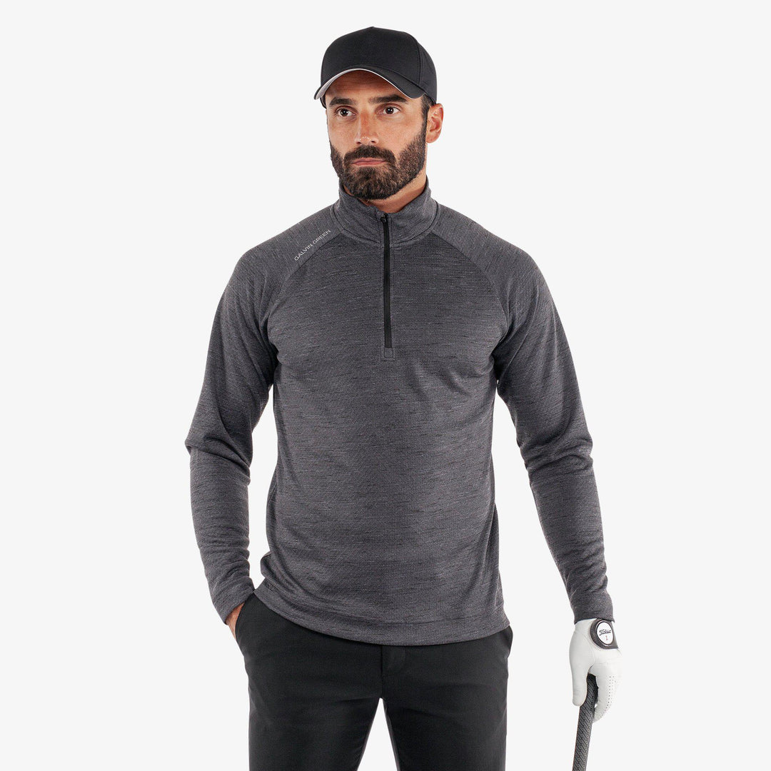 Dion is a Insulating golf mid layer for Men in the color Black Melange(1)