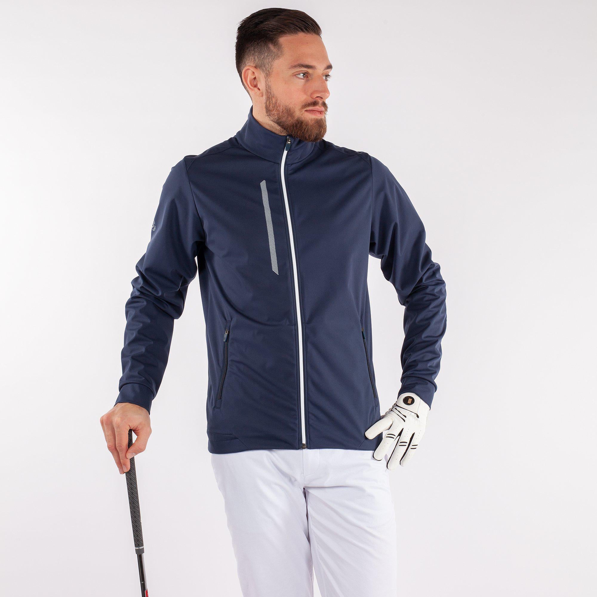 Lyle Windproof and water repellent golf jacket Navy Galvin Green