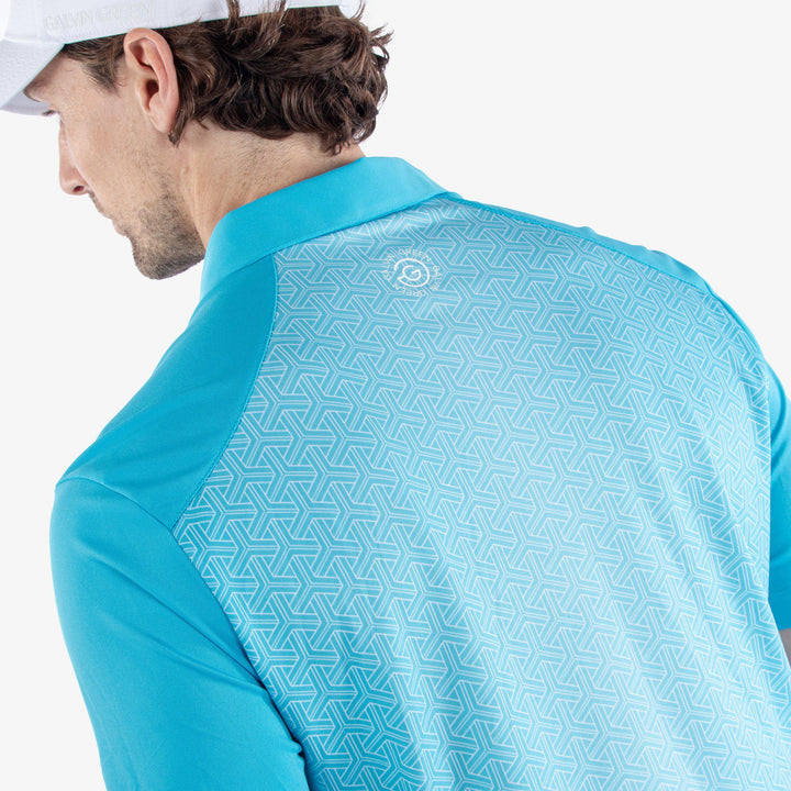 Mile is a Breathable short sleeve golf shirt for Men in the color Aqua/White (5)