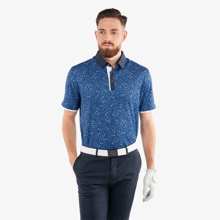 Mannix is a Breathable short sleeve golf shirt for Men in the color Blue/Navy(1)