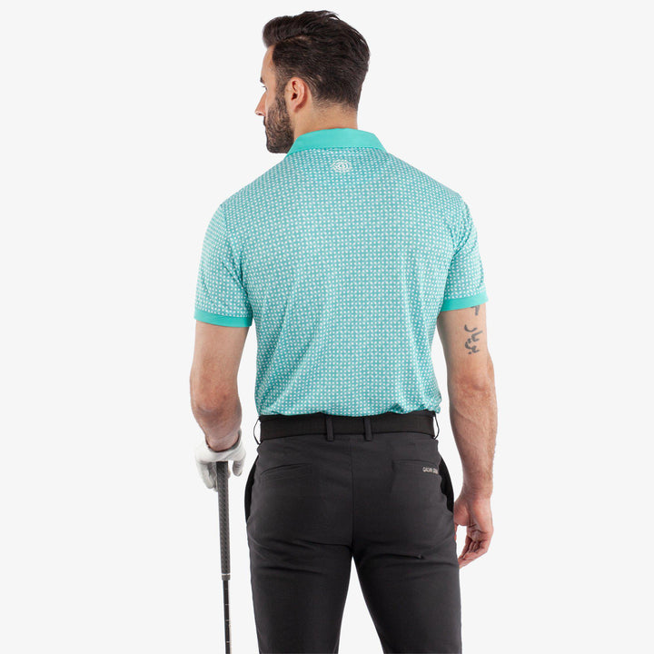 Melvin is a Breathable short sleeve golf shirt for Men in the color Atlantis Green/White(4)