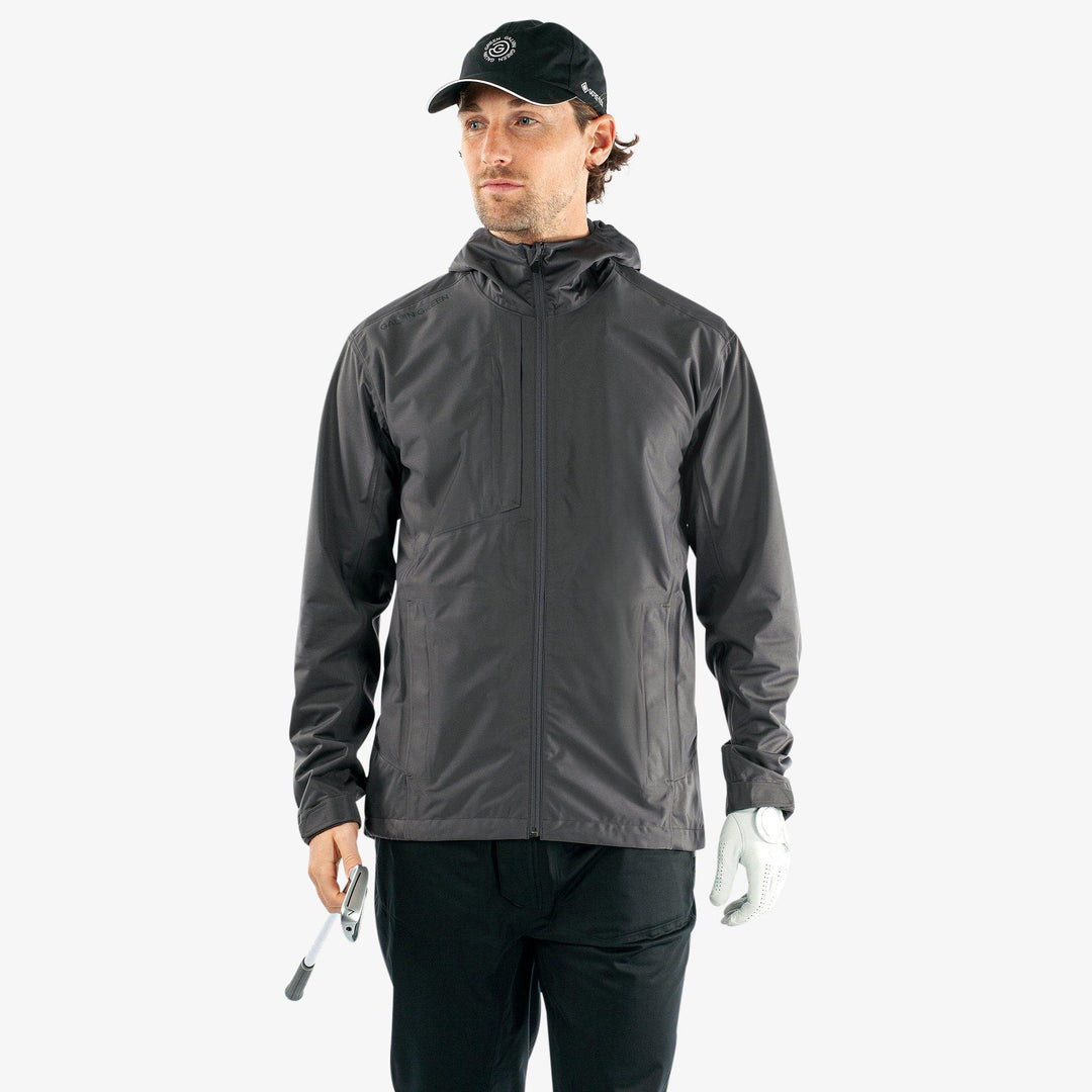 Amos is a Waterproof golf jacket for Men in the color Forged Iron(1)