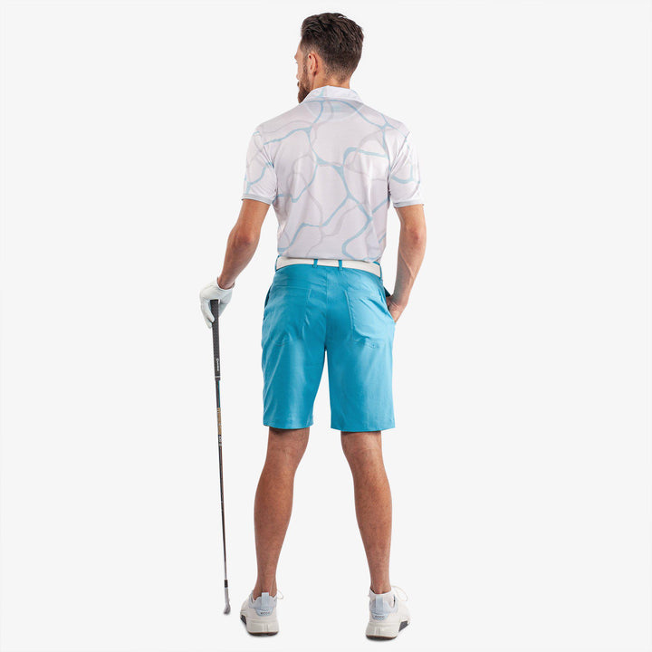 Markos is a Breathable short sleeve golf shirt for Men in the color Cool Grey/Aqua(8)