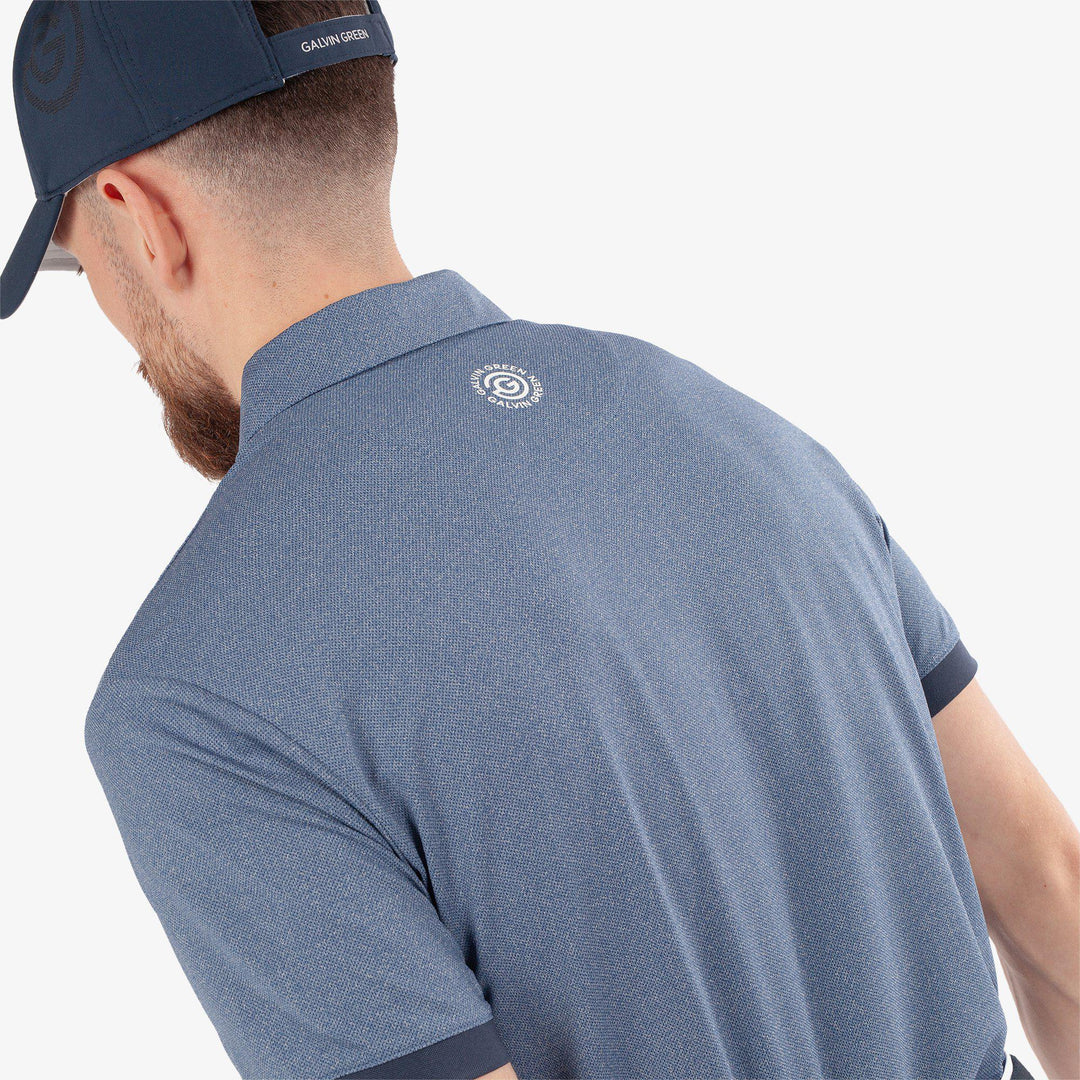 Mikel is a Breathable short sleeve golf shirt for Men in the color Navy(5)