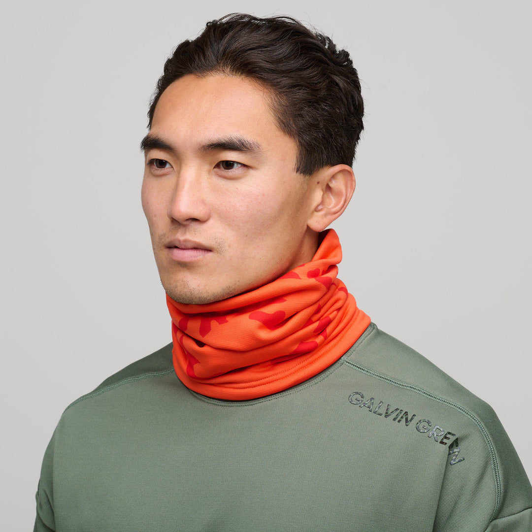 Derek is a Insulatin neck warmer in the color Orange(2)