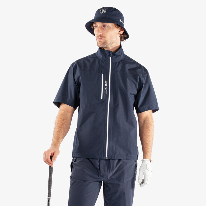 Axl is a Waterproof short sleeve golf jacket for Men in the color Navy/White(1)