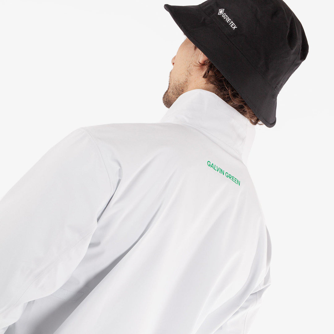 Apollo  is a Waterproof golf jacket for Men in the color White/Black/Green(5)