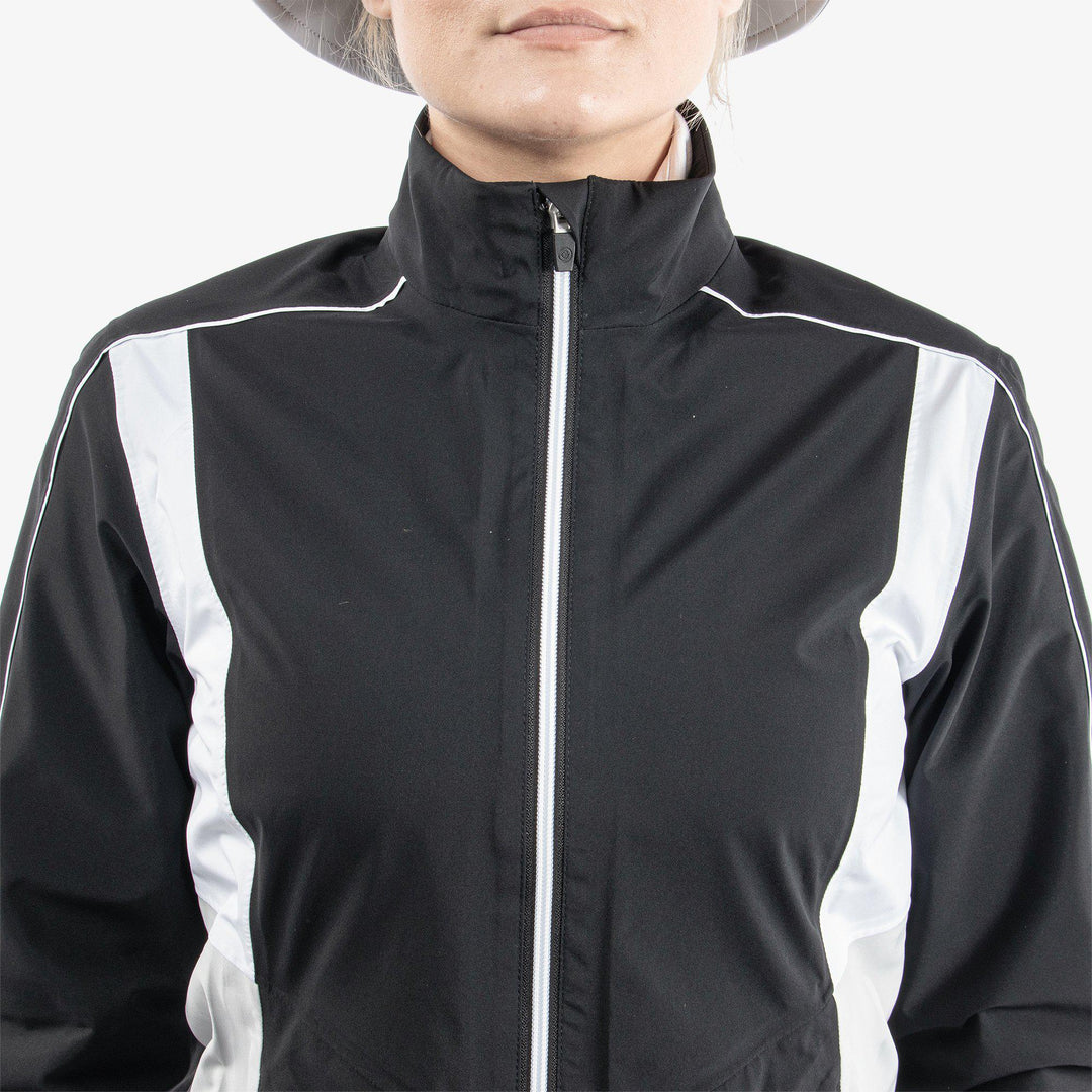 Ally is a Waterproof golf jacket for Women in the color Black/Cool Grey/White(4)