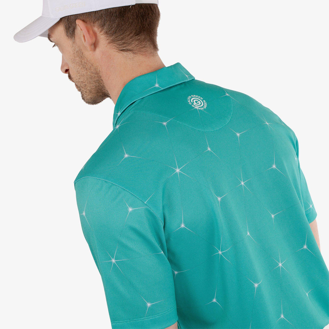 Milo is a Breathable short sleeve golf shirt for Men in the color Atlantis Green(5)
