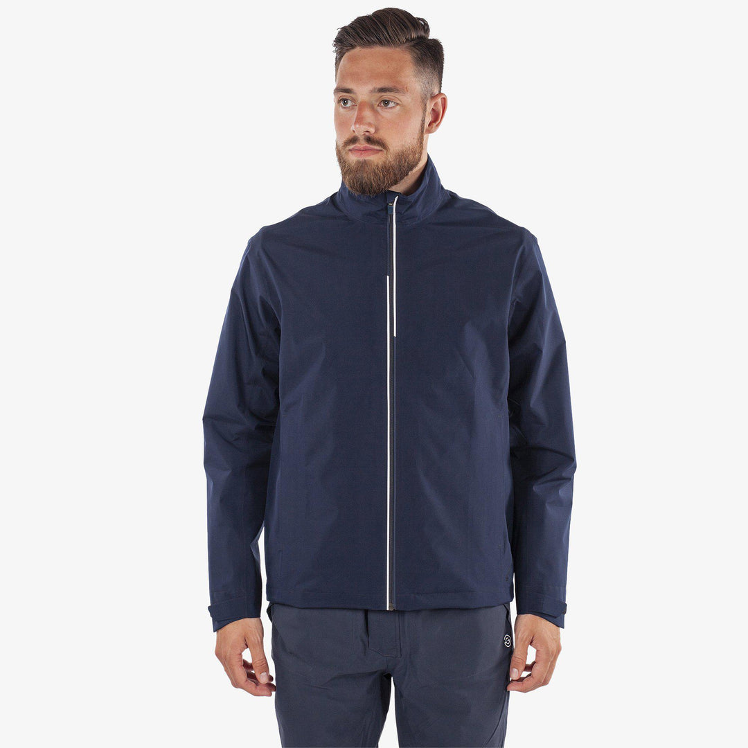 Arvin is a Waterproof golf jacket for Men in the color Navy/White(1)