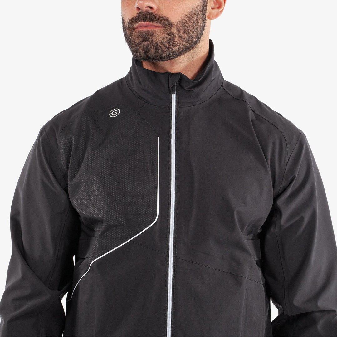 Ames is a Waterproof golf jacket for Men in the color Black/White(4)