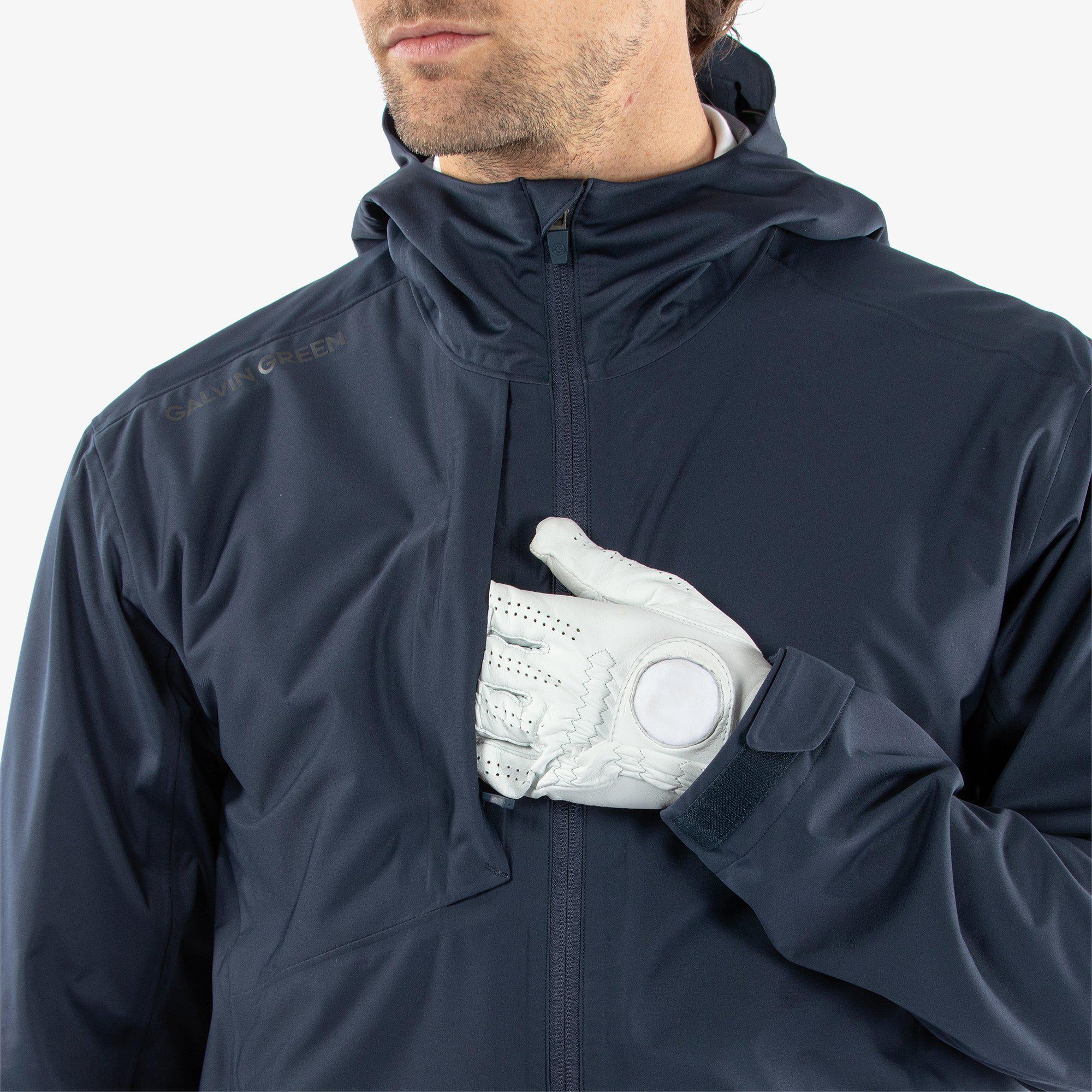 Amos Waterproof golf jacket Navy Galvin Green