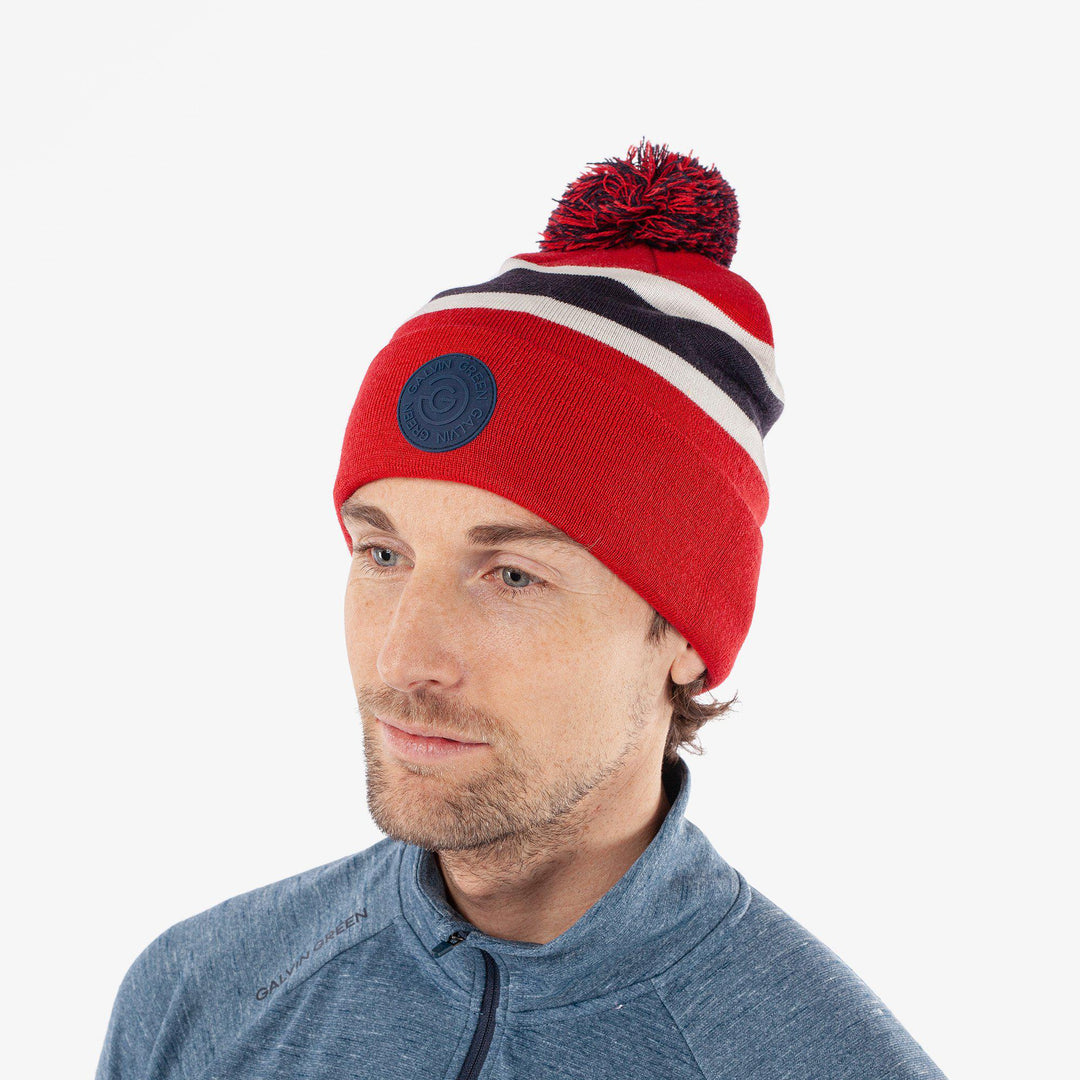 Leighton is a Insulating golf hat in the color Navy/Red/White(2)