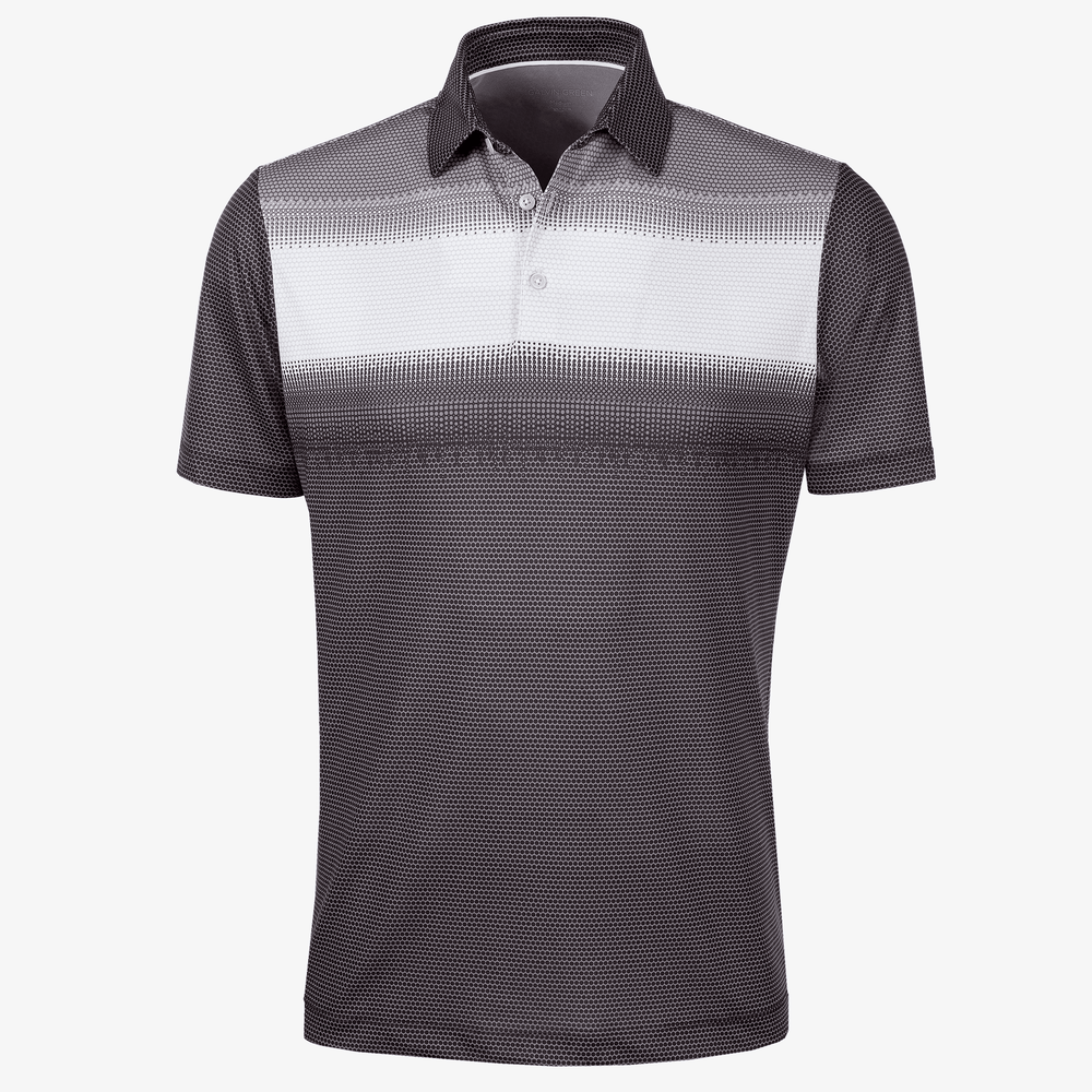 Mirca is a Breathable short sleeve golf shirt for Men in the color Black/White/Sharkskin(0)