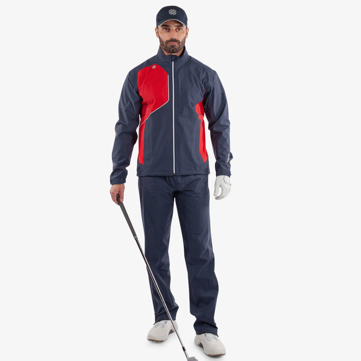 Ames is a Waterproof golf jacket for Men in the color Navy/Red(2)