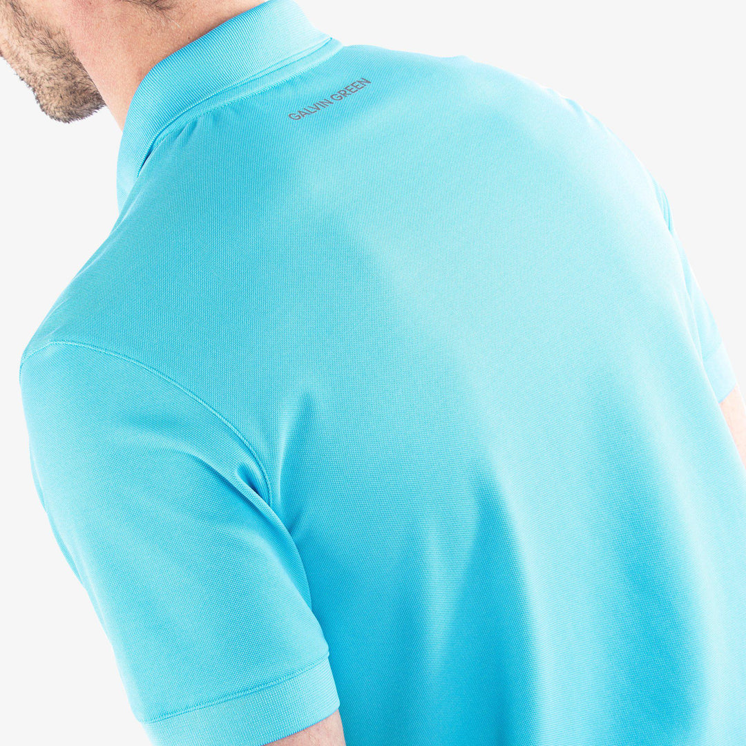 Maximilian is a Breathable short sleeve golf shirt for Men in the color Aqua(4)