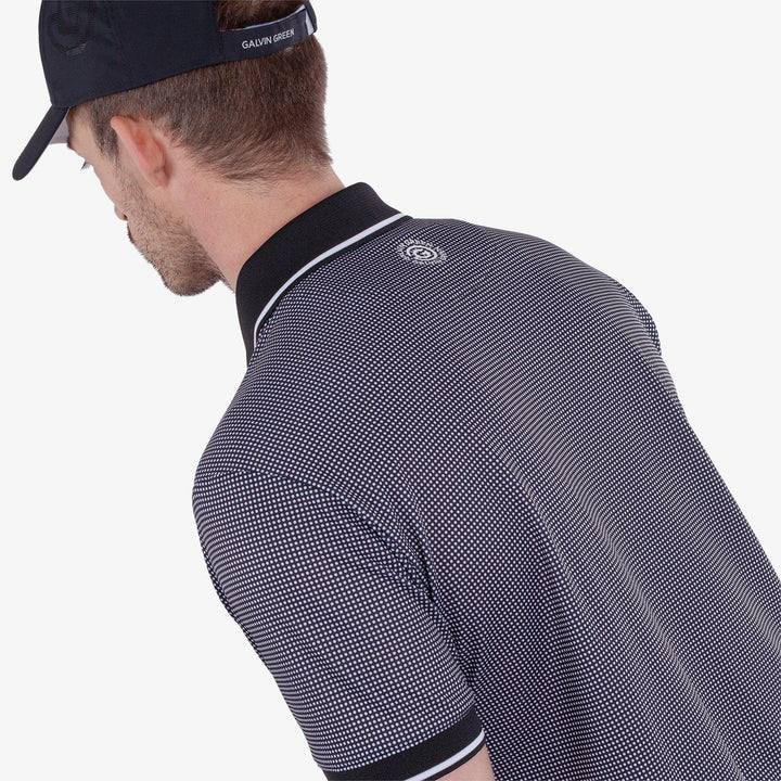 Miller is a Breathable short sleeve golf shirt for Men in the color Black/White(4)