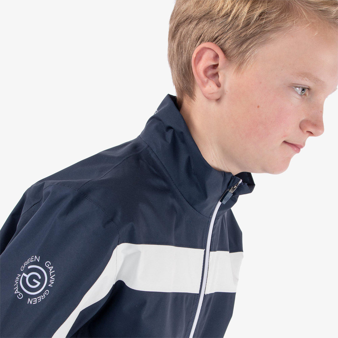 Robert is a Waterproof golf jacket for Juniors in the color Navy/White(3)
