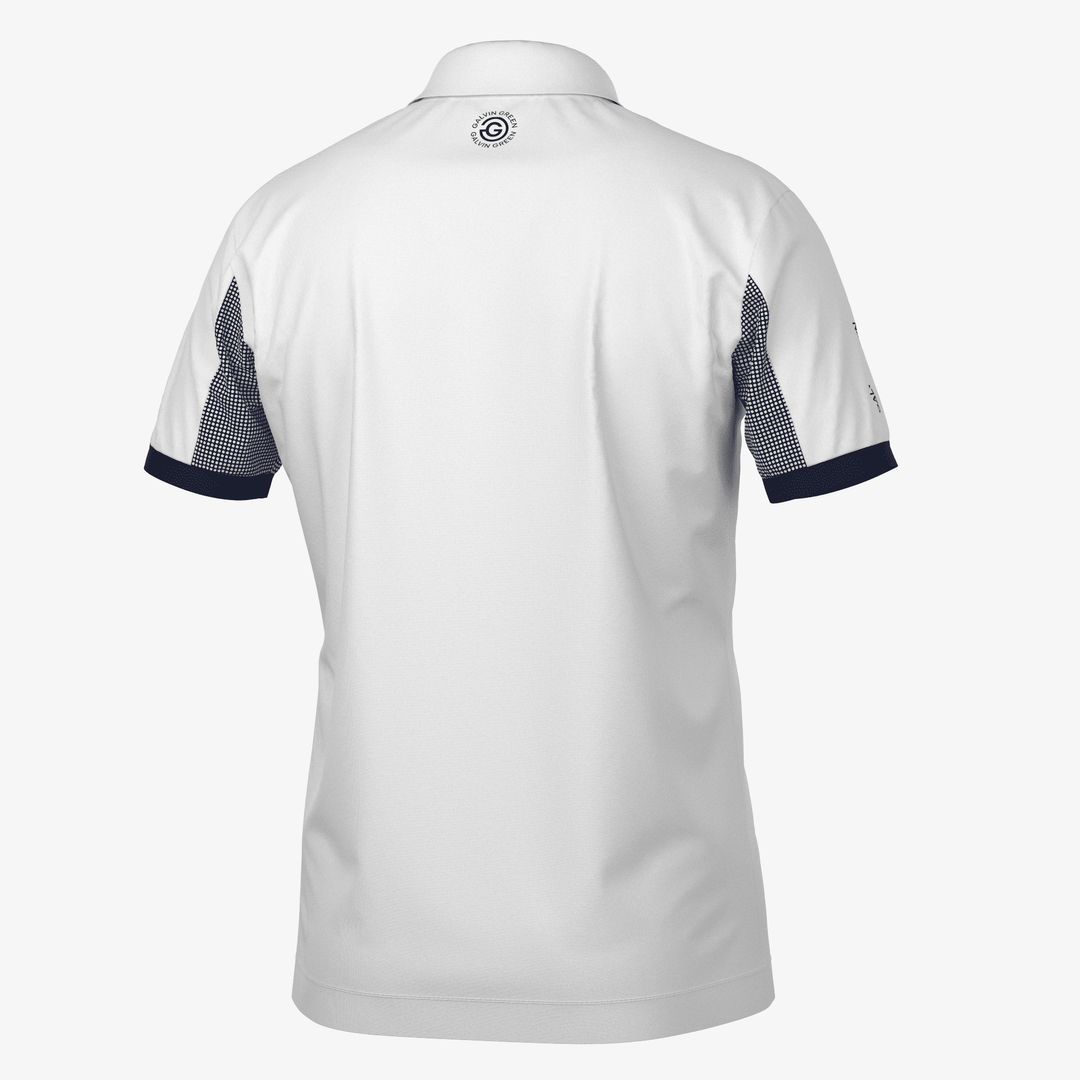 Mills is a Breathable short sleeve golf shirt for Men in the color White/Navy(7)