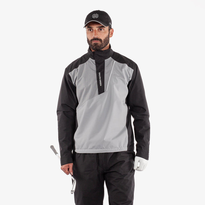 Axley is a Waterproof golf jacket for Men in the color Black/Sharkskin(1)