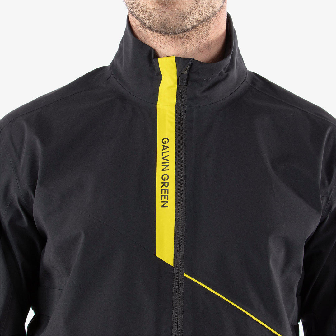 Apollo  is a Waterproof golf jacket for Men in the color Black/Sunny Lime(4)