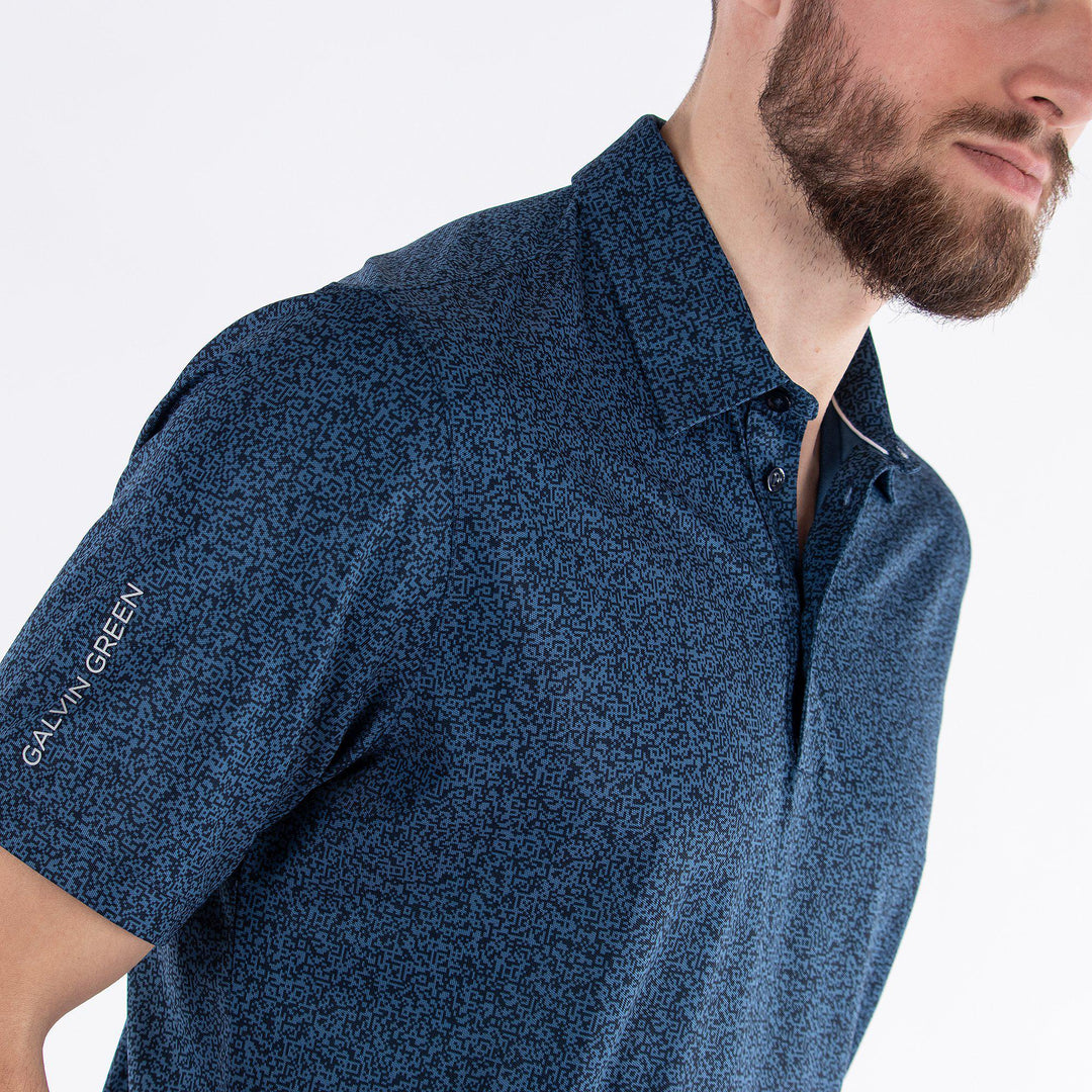 Marco is a Breathable short sleeve golf shirt for Men in the color Navy(3)