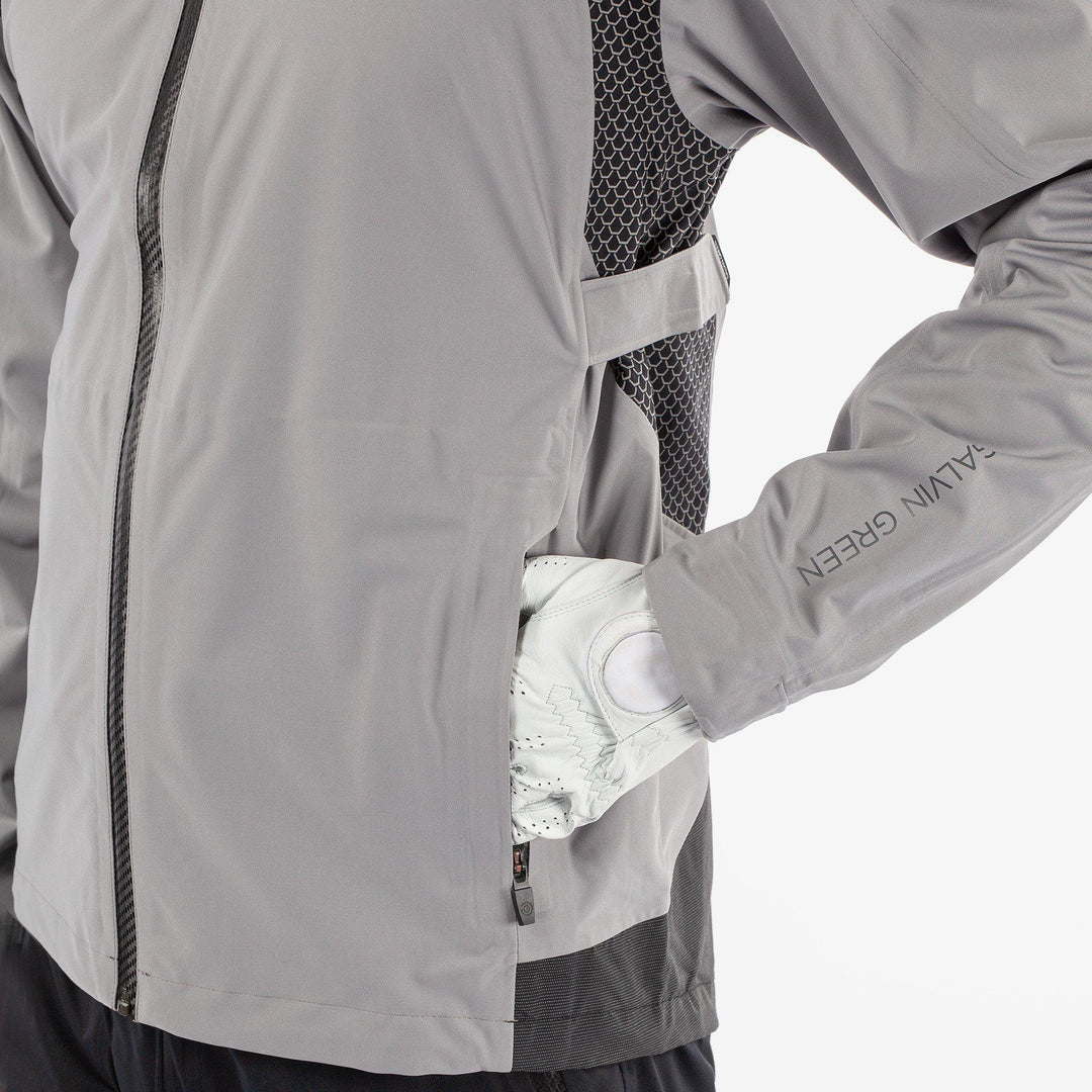 Action is a Waterproof golf jacket for Men in the color Sharkskin(4)