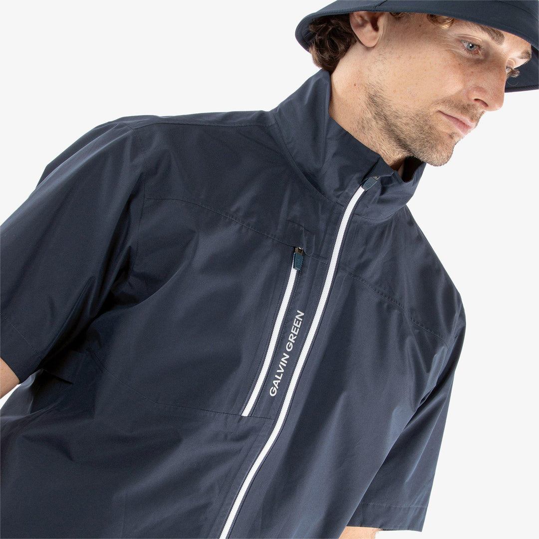 Axl is a Waterproof short sleeve golf jacket for Men in the color Navy/White(3)