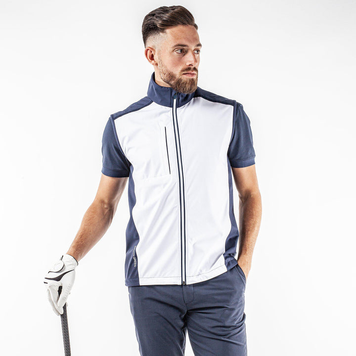 Lion is a Windproof and water repellent golf vest for Men in the color White(1)