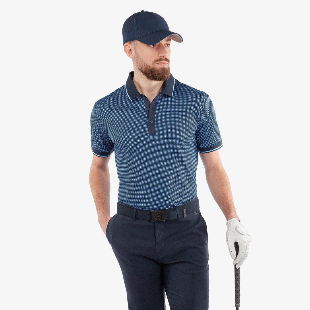 Miller is a Breathable short sleeve golf shirt for Men in the color Alaskan Blue/Navy(1)