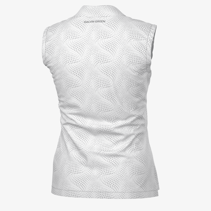 Minnie is a BREATHABLE SLEEVELESS GOLF SHIRT for Women in the color White/Cool Grey(2)