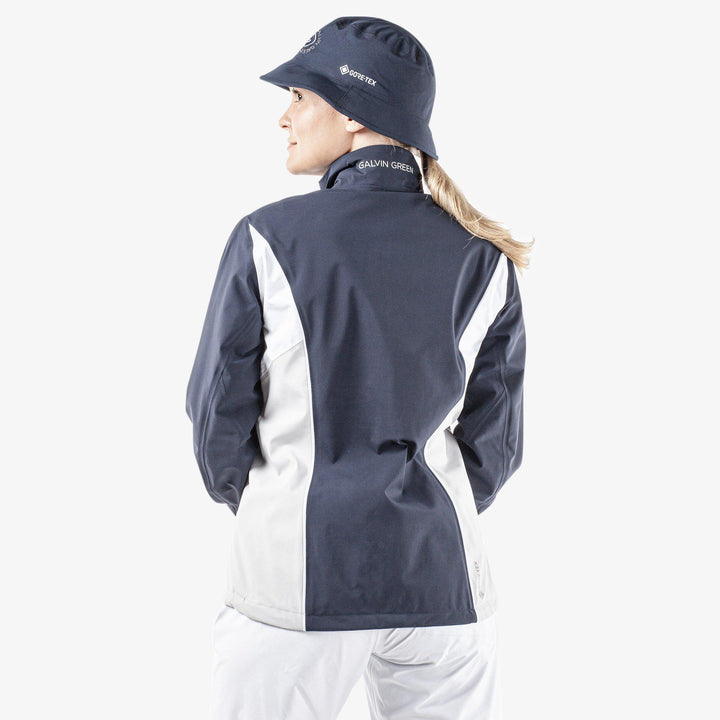 Ally is a Waterproof golf jacket for Women in the color Navy/Cool Grey/White(5)