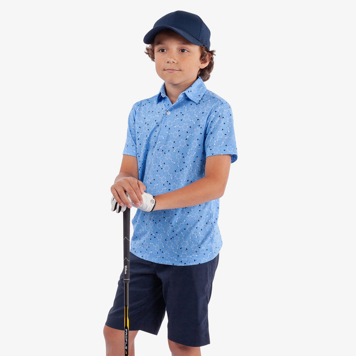 Rocco is a Breathable short sleeve golf shirt for Juniors in the color Alaskan Blue/Navy(1)