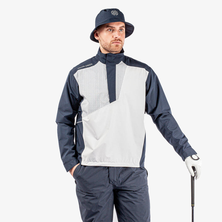 Axley is a Waterproof golf jacket for Men in the color Navy/Cool Grey/White(1)