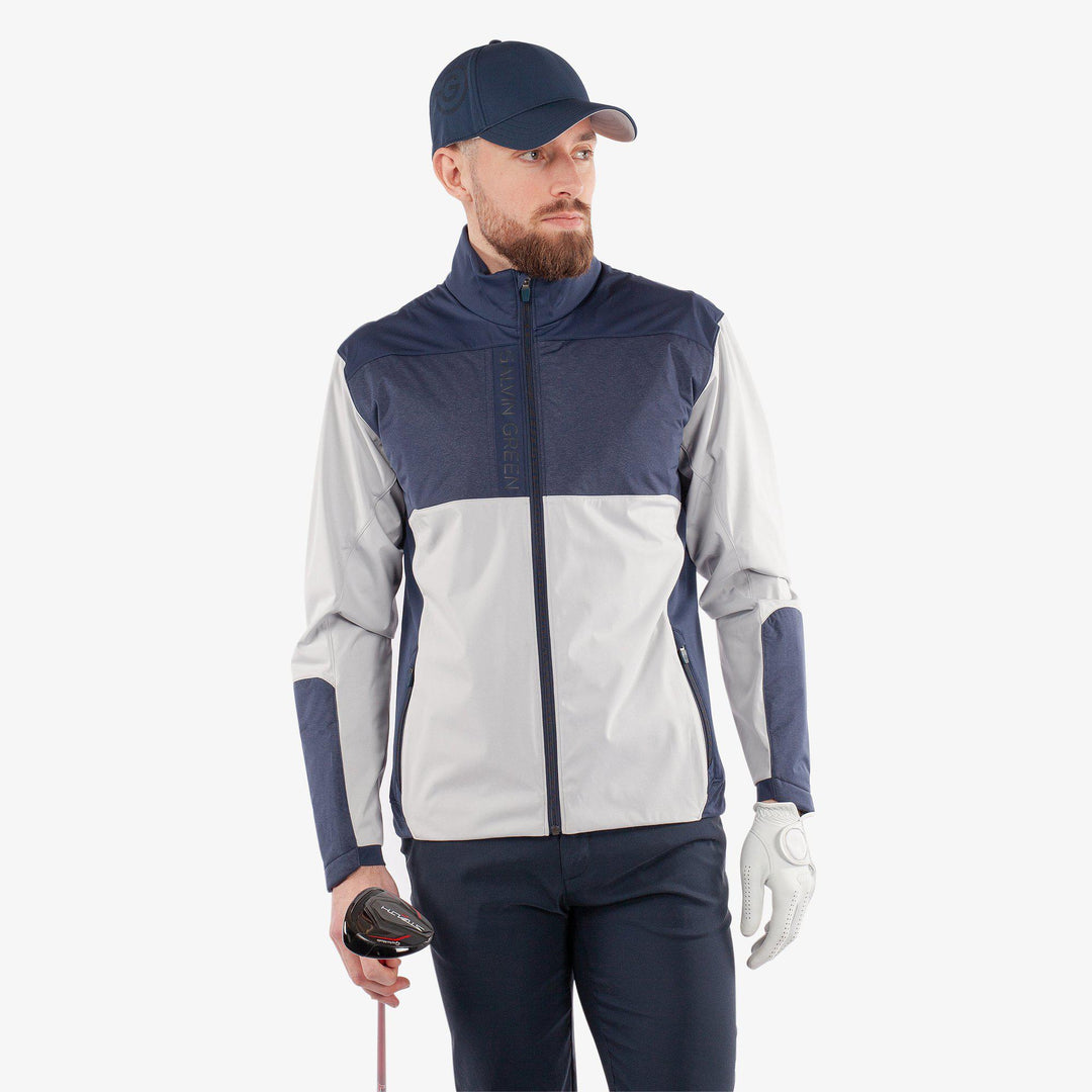 Layton is a Windproof and water repellent golf jacket for Men in the color Cool Grey/Navy(1)