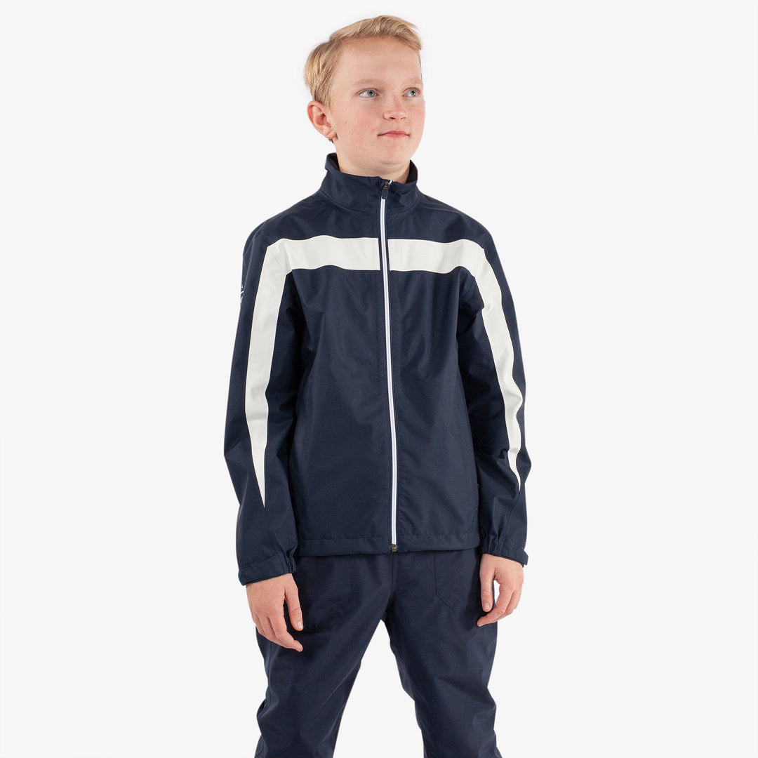 Robert is a Waterproof golf jacket for Juniors in the color Navy/White(1)