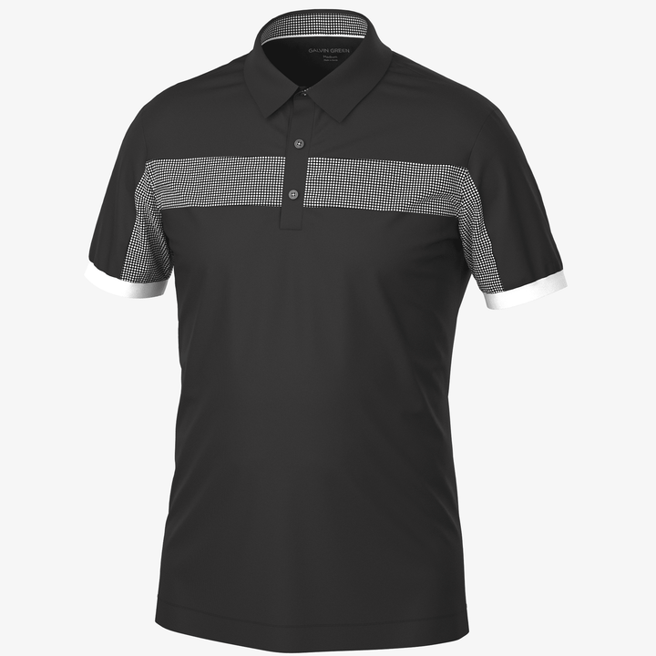 Mills is a Breathable short sleeve golf shirt for Men in the color Black/White(0)