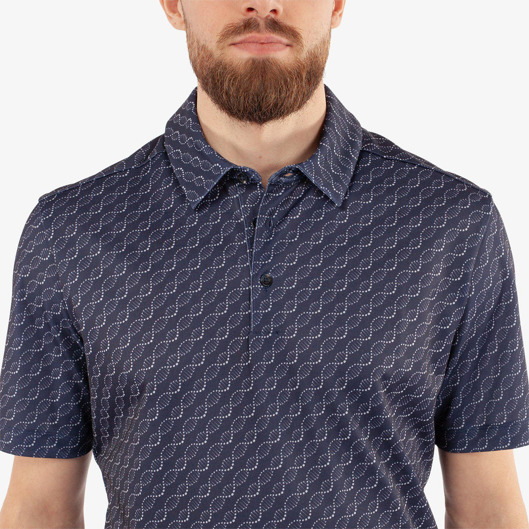 Marcus is a Breathable short sleeve golf shirt for Men in the color Navy(3)