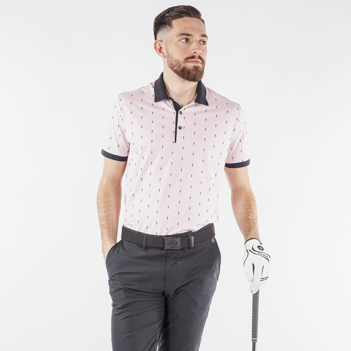 Mayson is a Breathable short sleeve golf shirt for Men in the color Sugar Coral(2)