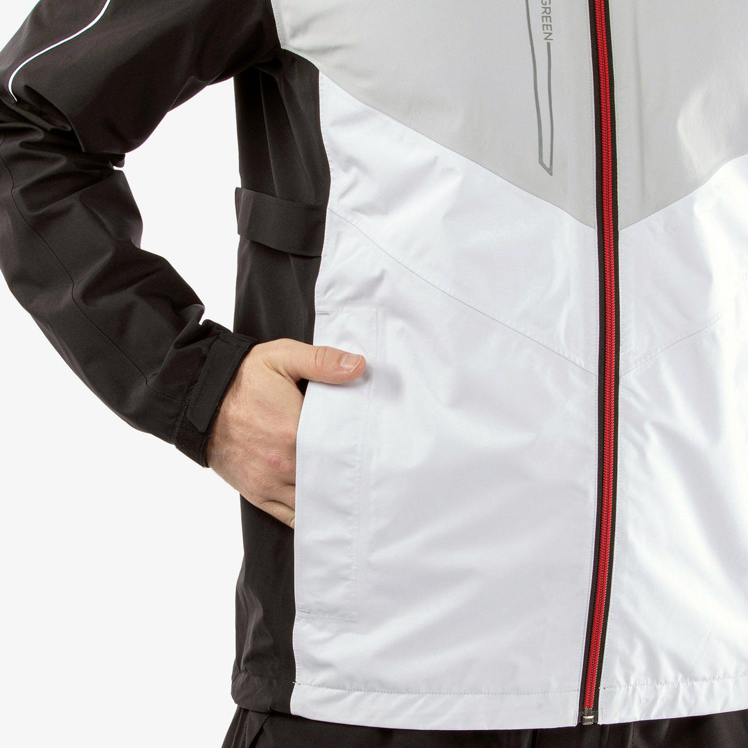 Armstrong is a Waterproof golf jacket for Men in the color Black/White/Red(4)