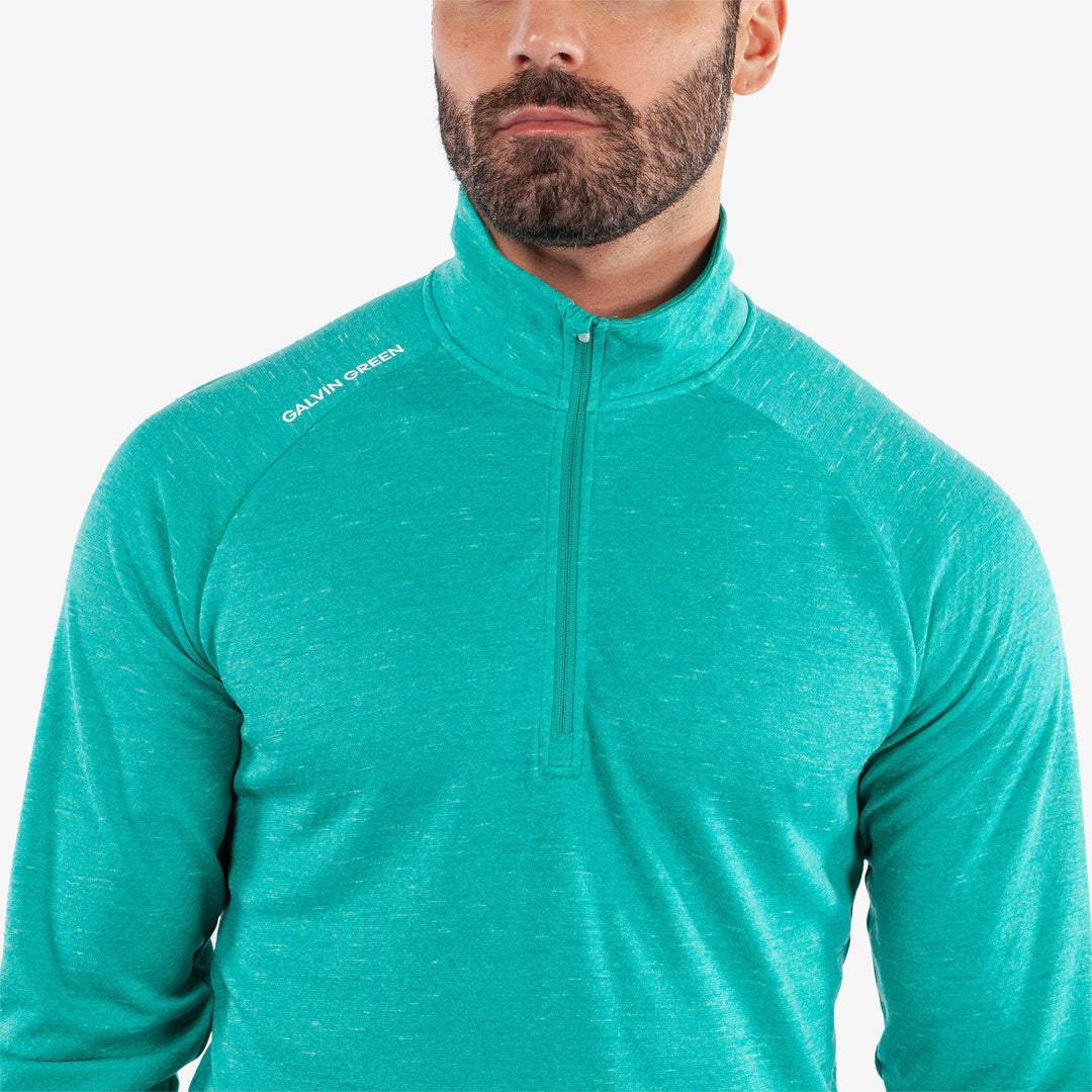 Dion is a Insulating golf mid layer for Men in the color Atlantis Green Melange(3)