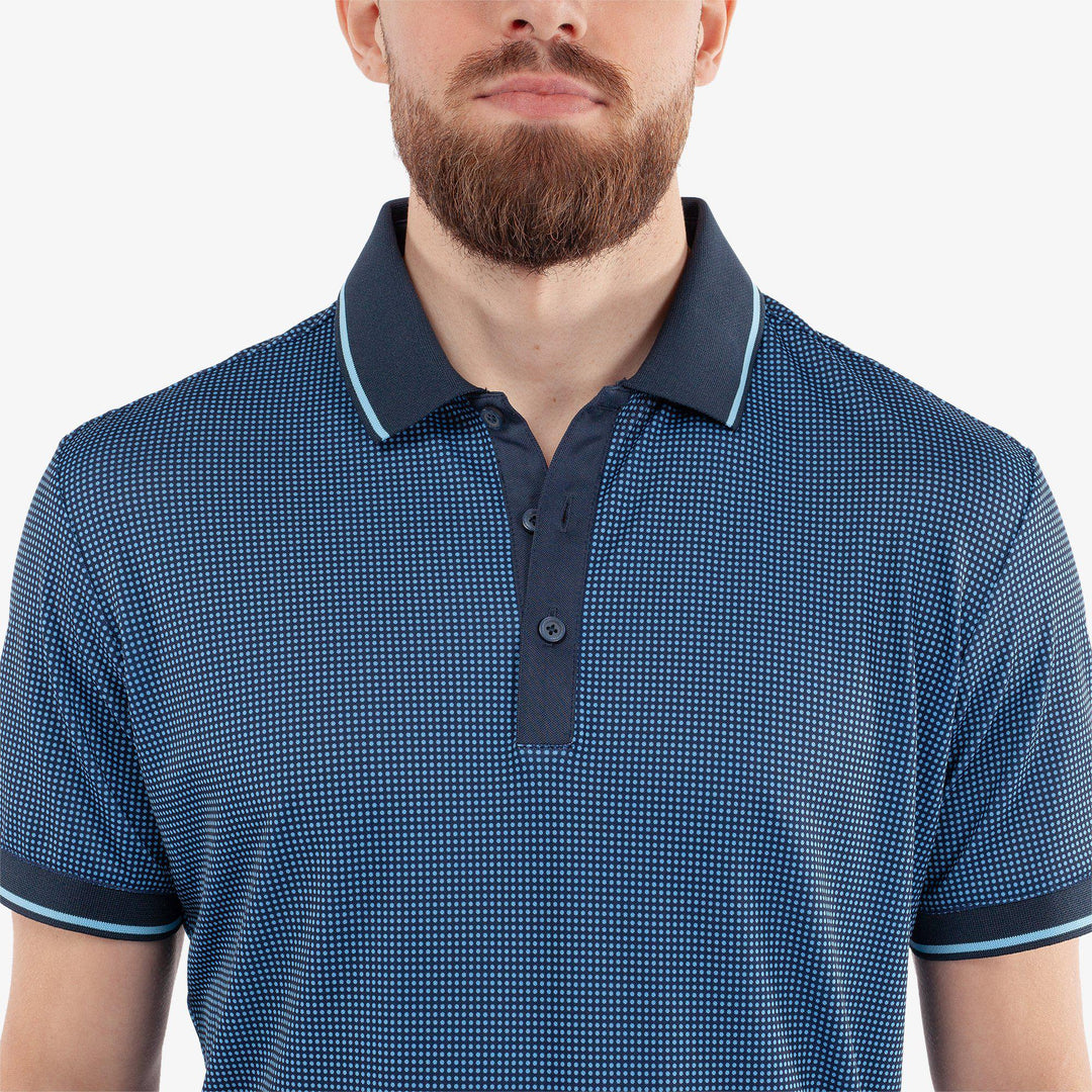 Miller is a Breathable short sleeve golf shirt for Men in the color Alaskan Blue/Navy(3)