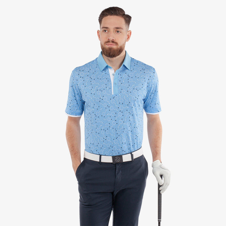 Mannix is a Breathable short sleeve golf shirt for Men in the color Alaskan Blue/Navy(1)