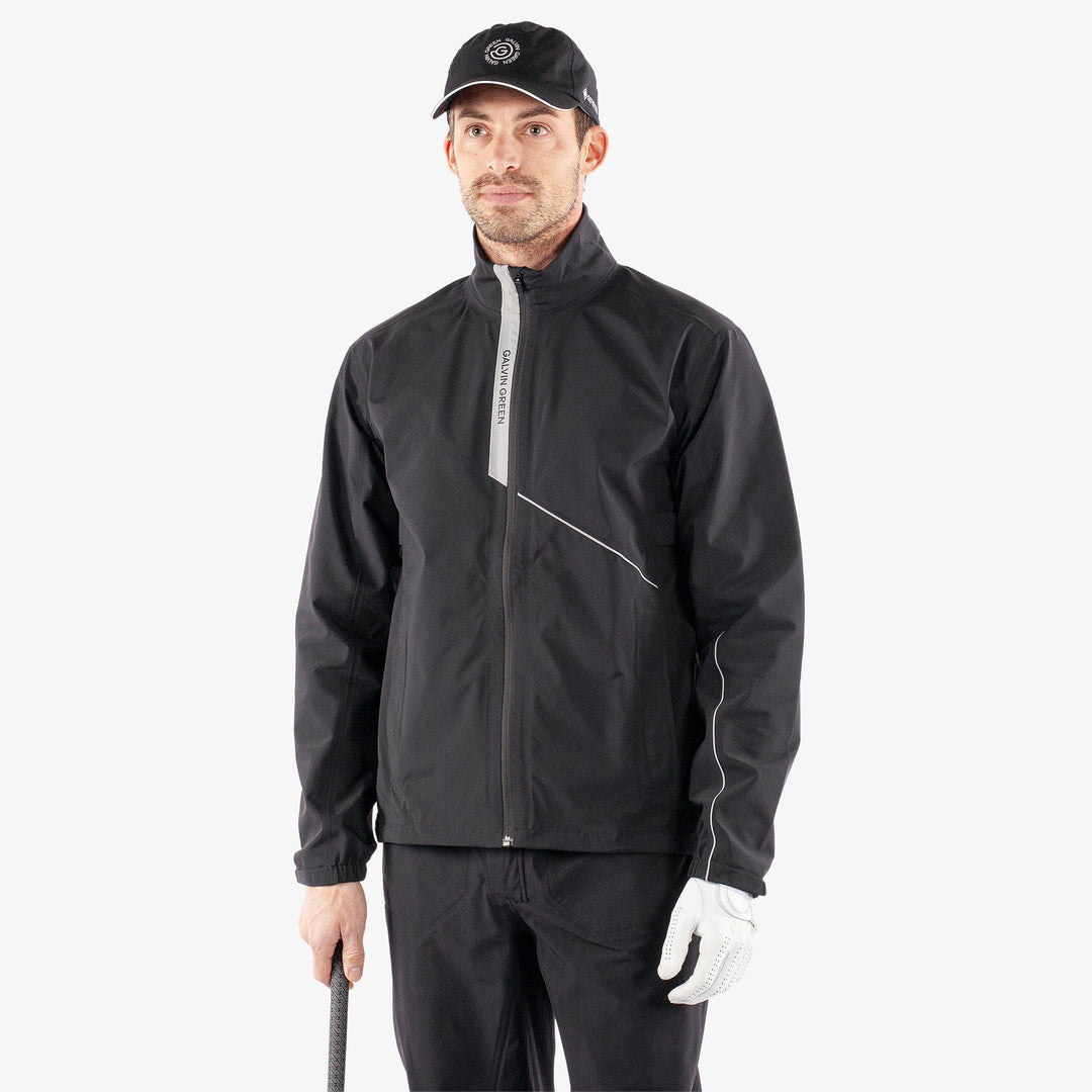 Apollo  is a Waterproof golf jacket for Men in the color Black/Sharkskin(1)