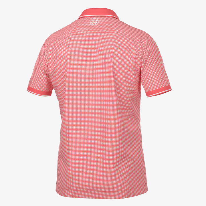 Miller is a Breathable short sleeve golf shirt for Men in the color Coral/White (7)