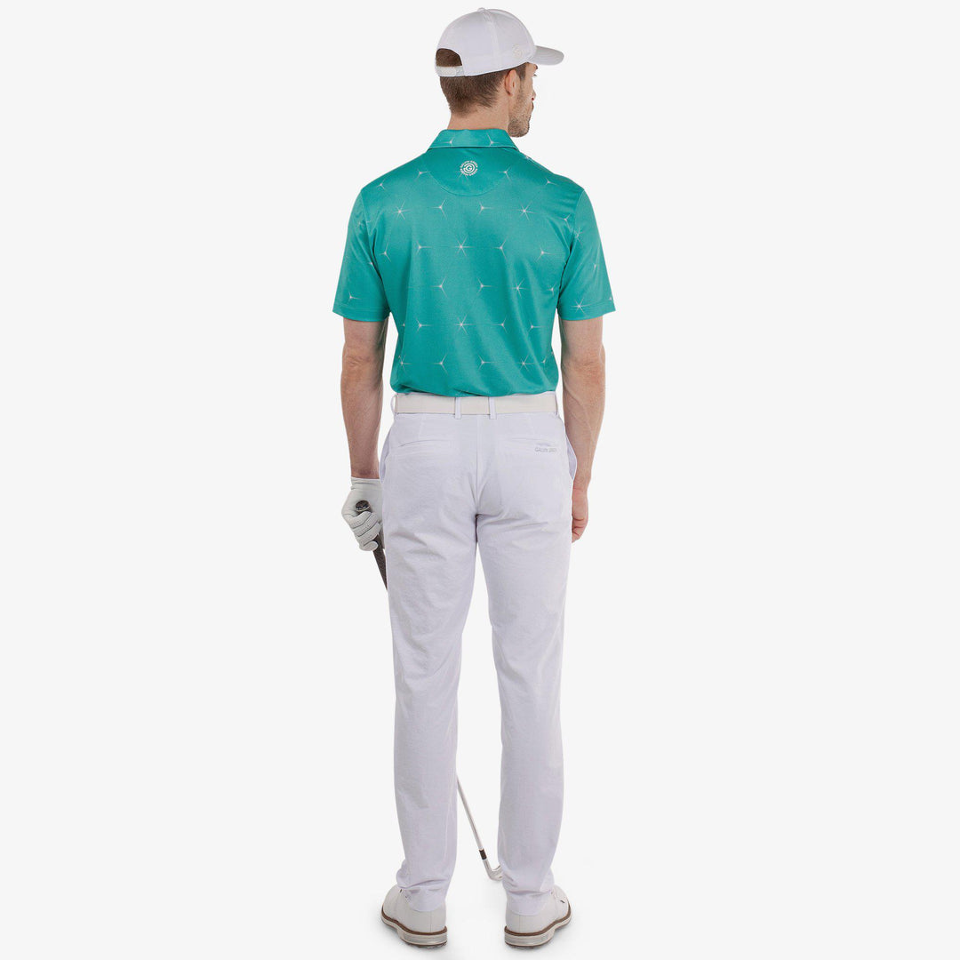 Milo is a Breathable short sleeve golf shirt for Men in the color Atlantis Green(6)